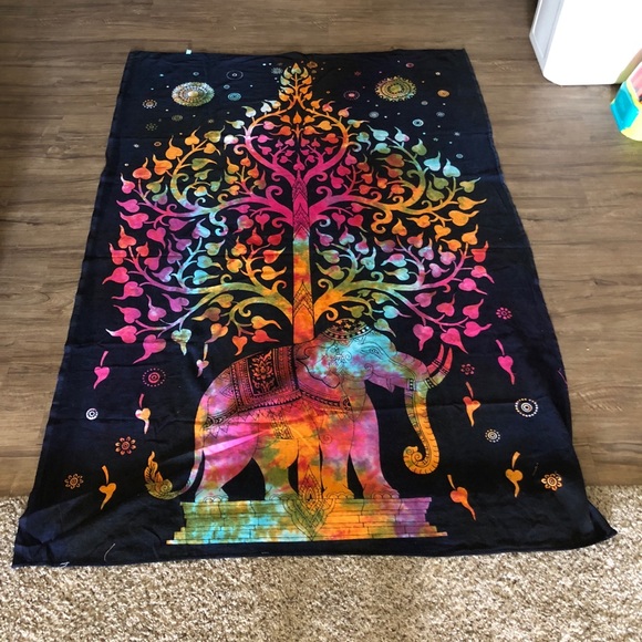 Accessories - Rainbow Tie Dye Elephant Giving Tree Tapestry